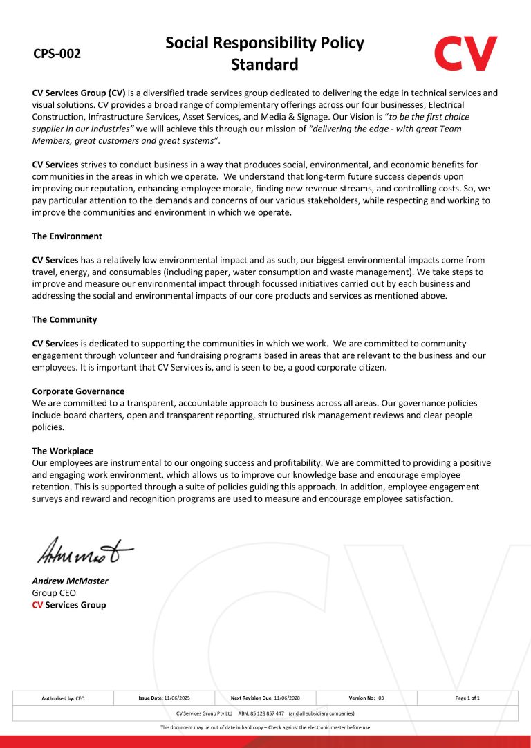Cps 002 Social Responsibility Policy Standard Policy